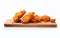 Culinary Charm: Wooden Board Presentation of Fried Chicken. Generative By Ai