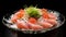 Culinary Elegance: Closeup of Sake Sashimi Isolated on Black Background