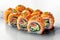 Culinary elegance Philadelphia rolls with salmon, cream cheese, cucumber tobiko