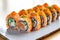 Culinary elegance Philadelphia rolls with salmon, cream cheese, cucumber tobiko