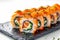 Culinary elegance Philadelphia rolls with salmon, cream cheese, cucumber tobiko