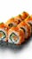 Culinary elegance Philadelphia rolls with salmon, cream cheese, cucumber tobiko