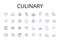 Culinary line icons collection. Delicious cuisine, Gastronomic delight, Tasty cookery, Savory cuisine, Delectable dishes