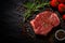 Culinary perfection Top view of raw beef steak with spices