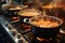 Culinary performance Pots at work on the kitchen gas stove