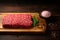 Culinary precision uncooked minced beef on a wooden butcher board
