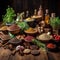 Culinary spices on wooden table