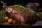 A Culinary Symphony: The Marvelous Composition of Roasted Meat in a Fantastic Display. Generative AI
