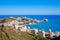 Cullera beach aerial with skyline of village Valencia