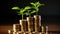 Cultivating Success - Seedlings on Coins and Cubes with Business Goals