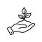 Cultivation Greenery Ecology Plant Linear Pictogram. Germinating Eco-Agriculture Outline Symbol. Hand Hold Organic Leaf