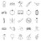 Cultivator icons set, outline style