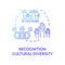 Cultural diversity recognition blue concept icon