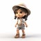 Cultural Heritage Cartoon: 3d Render Of Evelyn With Safari Hat