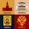 Cultural, historic and religion russial flat icons