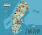 Cultural map of Sweden flat vector illustration. European country traditional landmarks and tourist attractions. EU