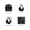 Cultural movements black glyph icons set on white space