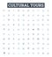 Cultural tours vector line icons set. Cultural, Tours, Excursion, Touring, Heritage, Exploration, Sightseeing