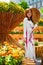 Culture Asia. Asian Woman In Traditional Dress ( Clothes ), Conical Hat