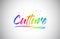 Culture Creative Vetor Word Text with Handwritten Rainbow Vibrant Colors and Confetti