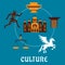 Culture Greece concept with flatl icons