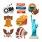 Culture objects of americans usa. Vector illustrations in cartoon style