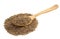 Cumin seeds in spoon on white