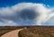 Cumulonimbus storm clouds with mammatus clouds beautiful landscape