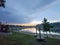 cumulus clouds above a recreation lake on the Veluwe