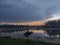 cumulus clouds above a recreation lake on the Veluwe