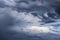 Cumulus epic storm clouds texture in the blue sky background