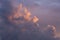 Cumulus type clouds on sunset.