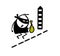 Cunning man in a black mask crosses the border with a dotted line. Vector illustration of a robber running away with a