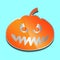 cunning orange pumpkin sticker on a colored background.