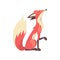 Cunning Red Fox Character Sitting, Side View Cartoon Vector Illustration