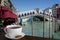 Cup of back coffee or tea with cookie with view on  famous Canal Grande and Rialto Bridge in Venice