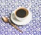 Cup of black Turkish or Eastern style coffee, oriental background