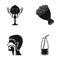 Cup, bouquet of flowers and other web icon in black style. human esophagus, drink icons in set collection.