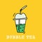 Cup of bubble tea with matcha. Vector