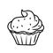 Cup cake black line drawing