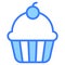 cup cake blue outline icon, Merry Christmas and Happy New Year icons for web and mobile design