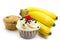 Cup cakes and bunch of bananas