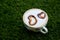 Cup cappucino with heart shaped