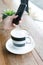 Cup of capuccino and smart phone