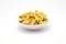 A cup of cashew nuts on white background