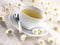 Cup of chamomile with flower