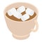 Cup cocoa marshmallow icon, isometric style