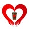 Cup of coffee on the background of the heart, the love of coffee