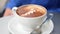 Cup of coffee - cappuccino with perfect crema and latte art