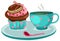 Cup of coffee and cute cup cake